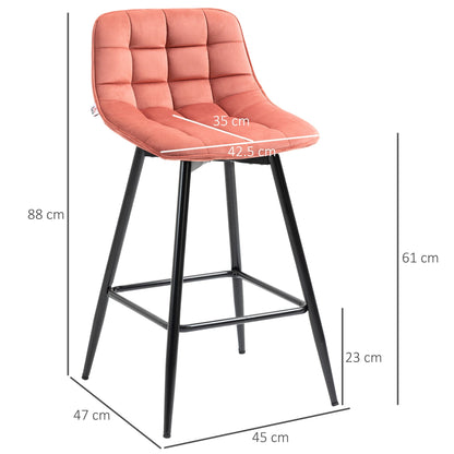 BELLO | Set 2 Coral Bar Stools with Nordic Style | 45x47x88cm