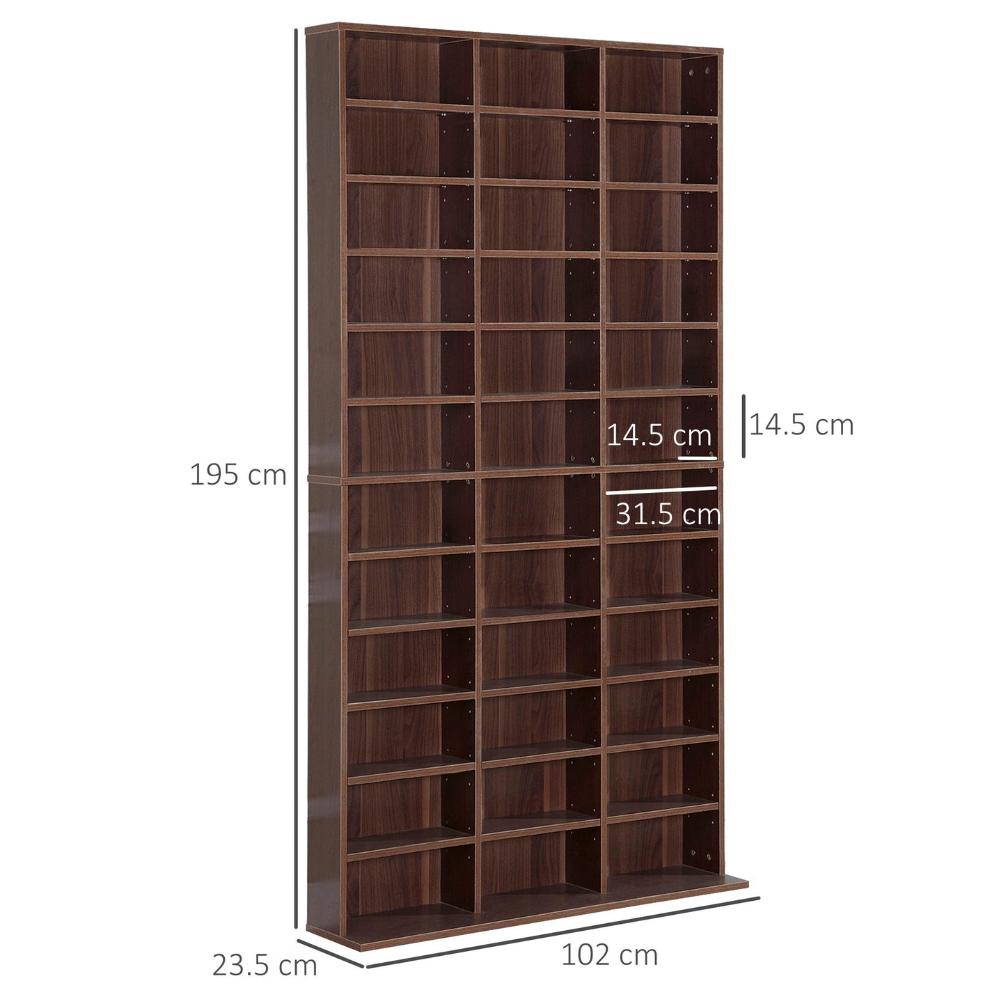 Homond Modular Bookcase Mobile CD Classic CD 36 Adjustable Dispartures Wood 195 Ã— 102 Ã— 23.5cm - Borgè