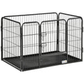 Metal Dog Kennel with Door and Bottom Tray, 125x78x80cm, Grey - Borge' Group Limited