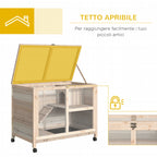 Wooden Rabbit Hutch with 2-Story House, Ramp and Pull-Out Tray, 91.5x53. 3x73cm - Borge' Group Limited