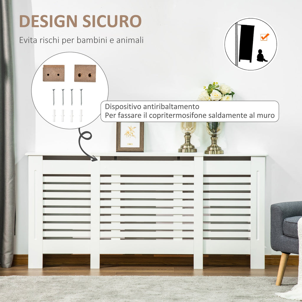 Mobile cover cover adjustable width and upper shelf in mdf and wood - white - Borgè