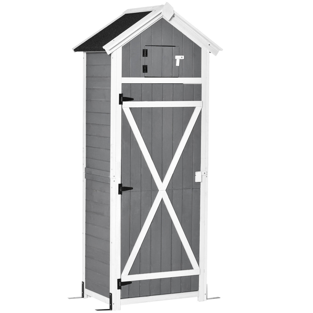 Garden Shed Fir Tool Storage with Removable Shelf and Work Table, 78x52.5x182 cm, Grey - Borge' Group Limited