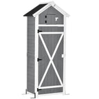 Garden Shed Fir Tool Storage with Removable Shelf and Work Table, 78x52.5x182 cm, Grey - Borge' Group Limited