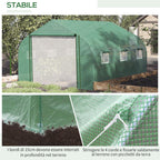 Tunnel Greenhouse with PE Cover and Steel Structure, Roll-Up Door and 6 Windows, 3.5x3x2m, Green - Borge' Group Limited