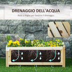 Foldable Outdoor Wooden Planter with Drainage Base, 70x30x25cm - Borge' Group Limited