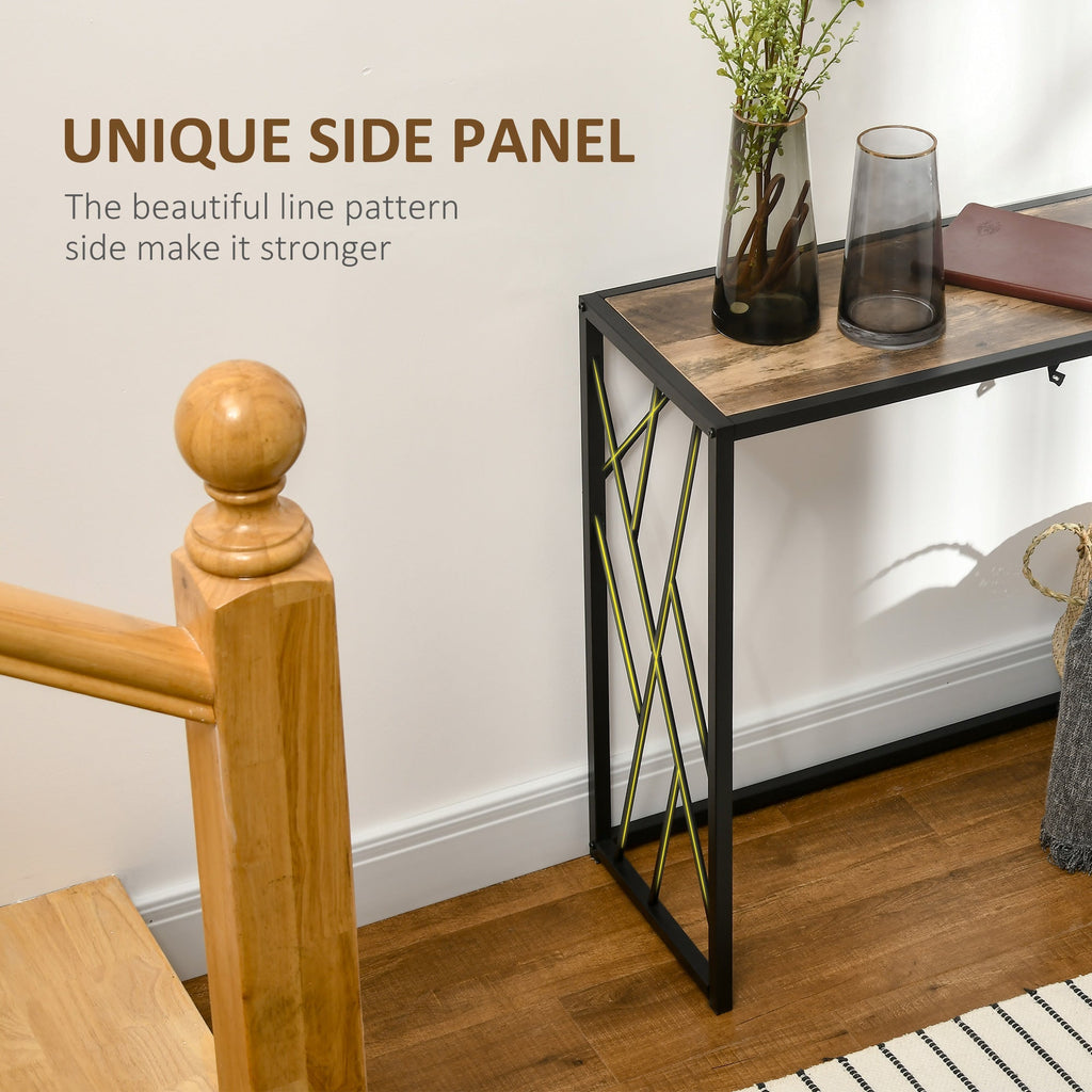 Table Industrial Steel and Wood Industrial Style, 120x35x75cm, Marrone - Borgè