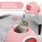 Pawhut Chiusable cat bed with removable tray, 2 inputs and palette, 47x55x44cm, pink - Borgè
