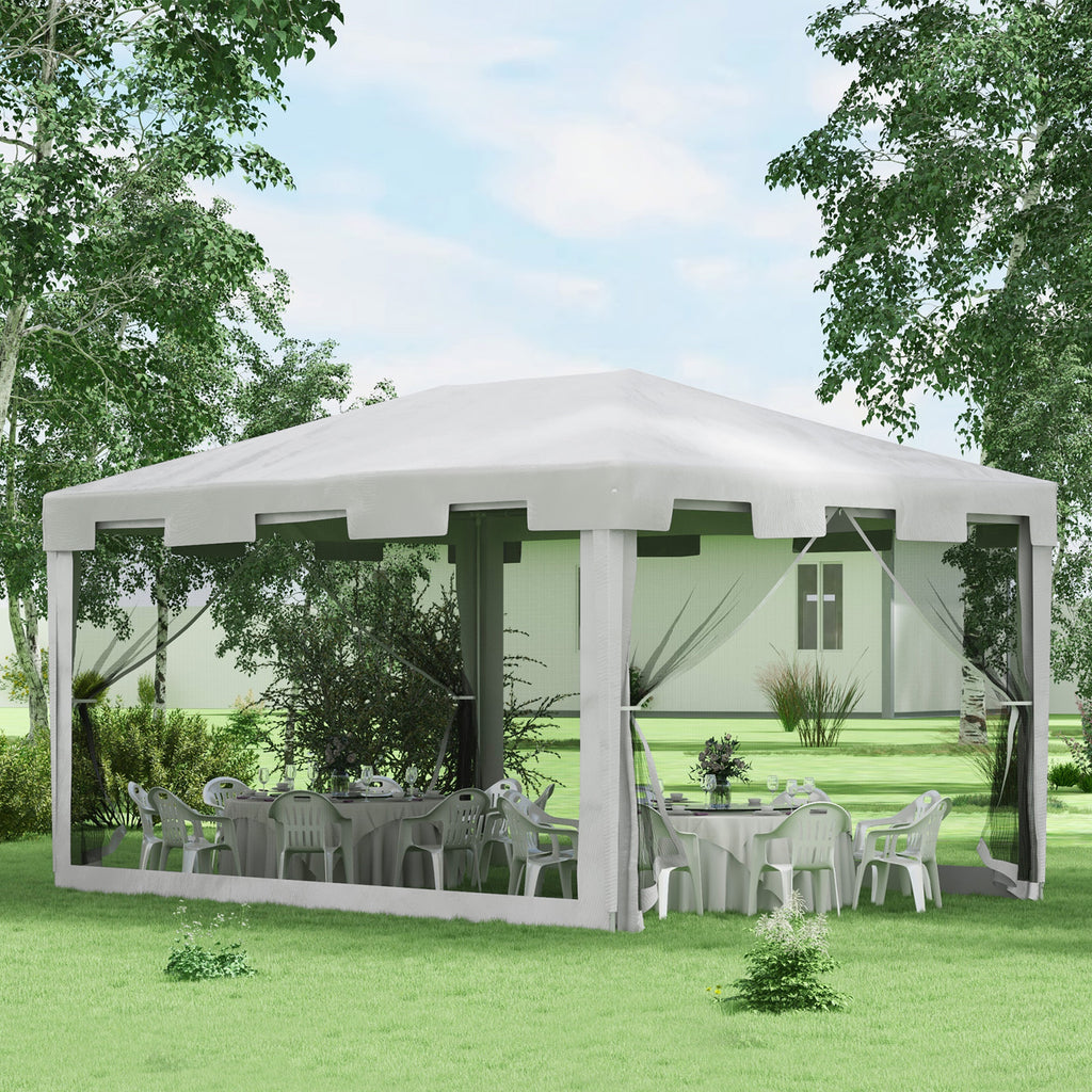 Outsunny Garden Gazebo 4x3 m folding with mosquito net and 2 inputs, in metal and PE, black and white - Borgè