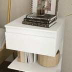Homcom modern bedside table in chipboard and mdf with a drawer and 2 shelves, 39x39x65 cm, white - Borgè