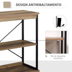 shelf industrial style bookcase Multiuse wood and metal - brown/black - Borgè