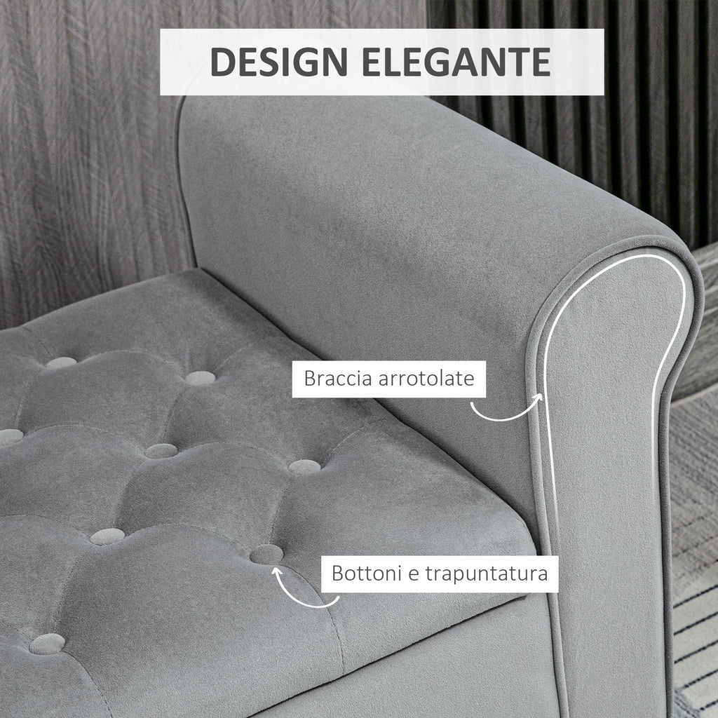 Homcom Bed Bed in Speed Fabrics With Storing And Armippers, 126x48.5x57 cm, Gray - Borgè