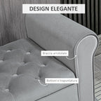 Homcom Bed Bed in Speed Fabrics With Storing And Armippers, 126x48.5x57 cm, Gray - Borgè