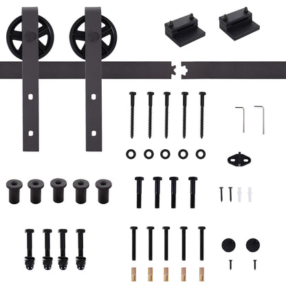 Homcom Sliding Door Kit 100kg Max in steel with track, hooks, stops, screws and bolts, 183x4x0.6 cm - Borgè