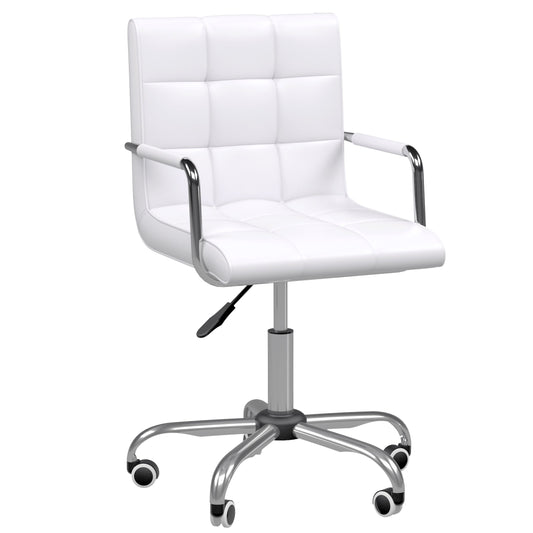 Homcom office chair in white-like-like 5 swivel wheels, padding and adjustable height, 52.5x54x84-99cm - Borgè