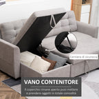 Grey Corner Sofa | 3 Seater Sofa/Sofa Bed - Borgè