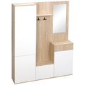 input mobile 4 in 1 in chipboard with mirror, hooks and adjustable interior shelves, 145x29x184 cm - Borgè