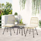 3-Piece Outdoor Garden Furniture Set with Table and Chairs in PE Rattan, Polyester and Steel, Cream - Borge' Group Limited