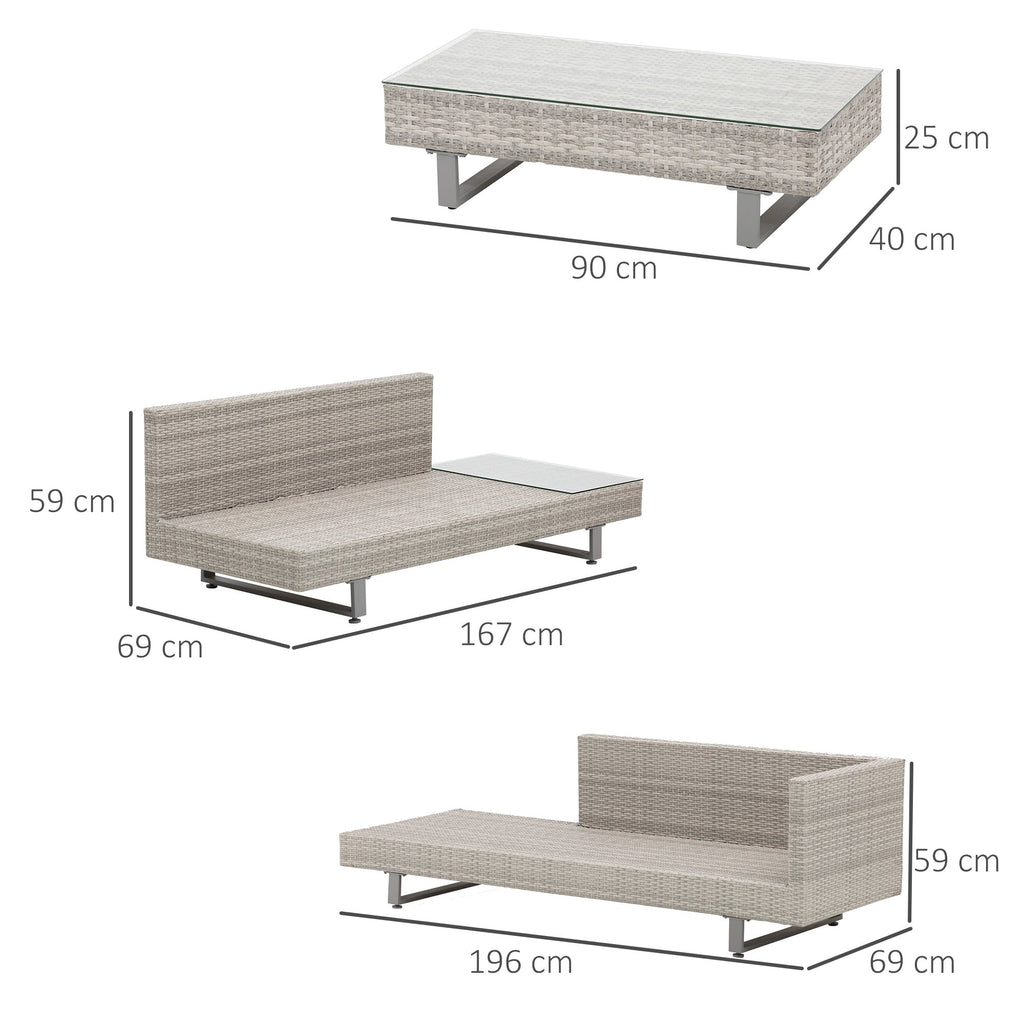 Outdoor Garden Set, Garden Lounge, Outdoor Sofa Set with Garden Table, Grey Rattan Garden Furniture - Borge' Group Limited