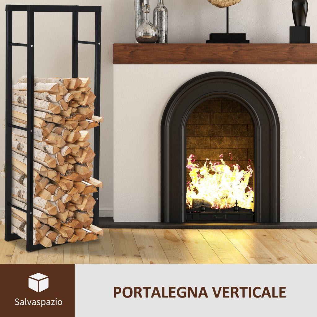 shelf porta vertical wood for black iron interior, 40x25x150cm - Borgè