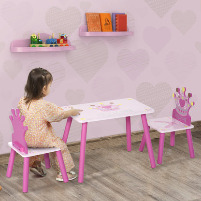 Table Set and 2 Princely Theme Chairs for Room Children's Room - Borgè