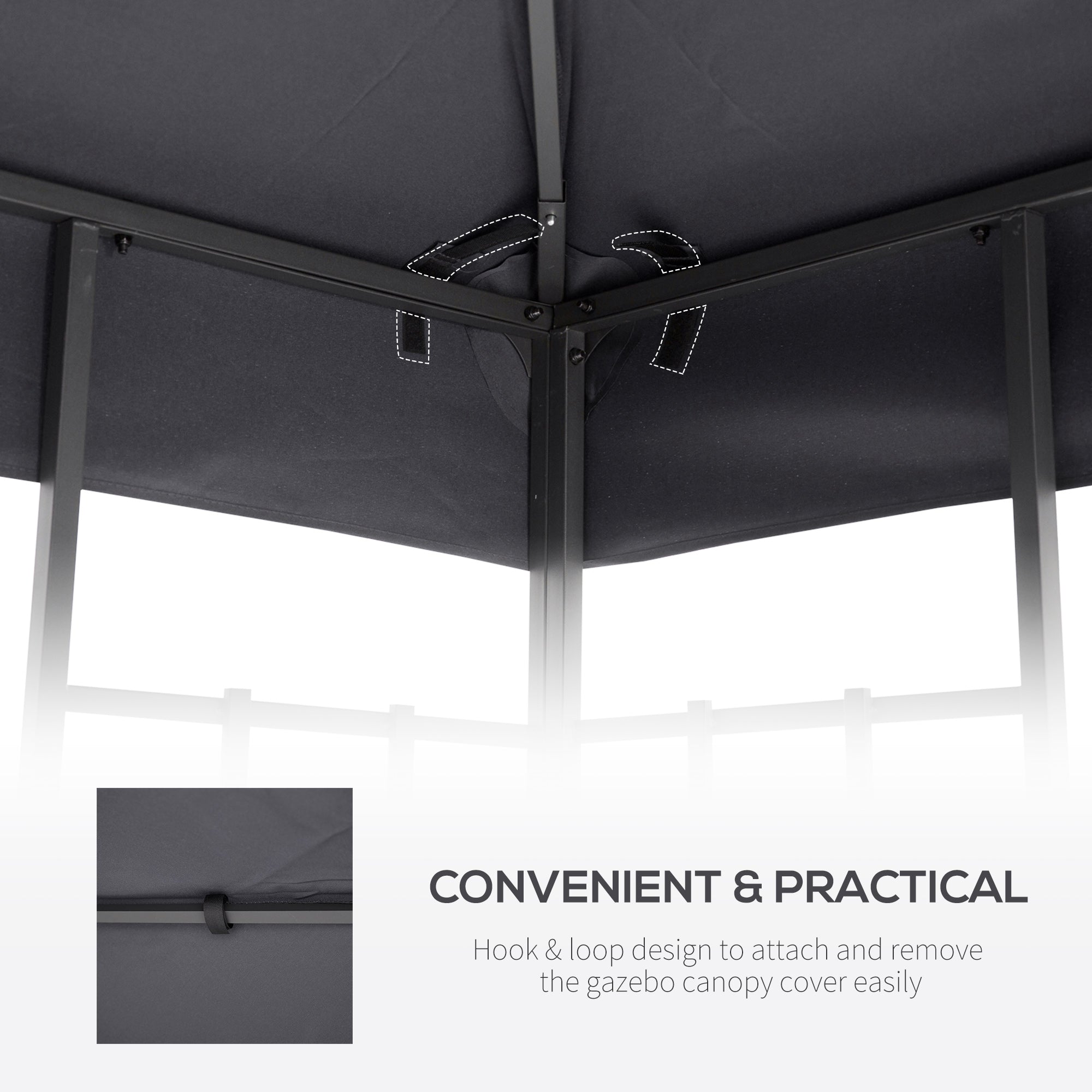 Outsunny spare roof for 3x3m gazebo at 2 levels and UV -resistant, dark gray resistant - Borgè