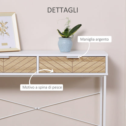 ALEA | Modern Console Table for Entrance and Living Room with 2 Metal Drawers 100x30x75cm - White