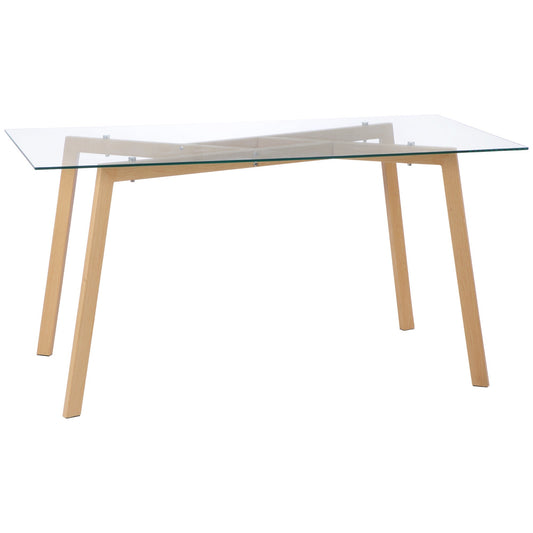 rectangular dining table for 6 people max, in steel with tempered glass top, 150x75x76 cm - Borgè