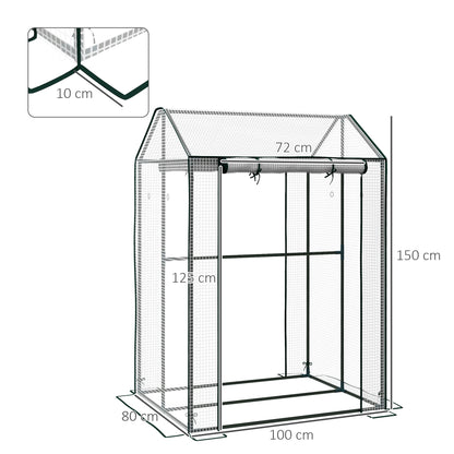 Outsunny Garden greenhouse with pear coverage, 2 separate areas and rolled doors, 100x80x150cm - Borgè