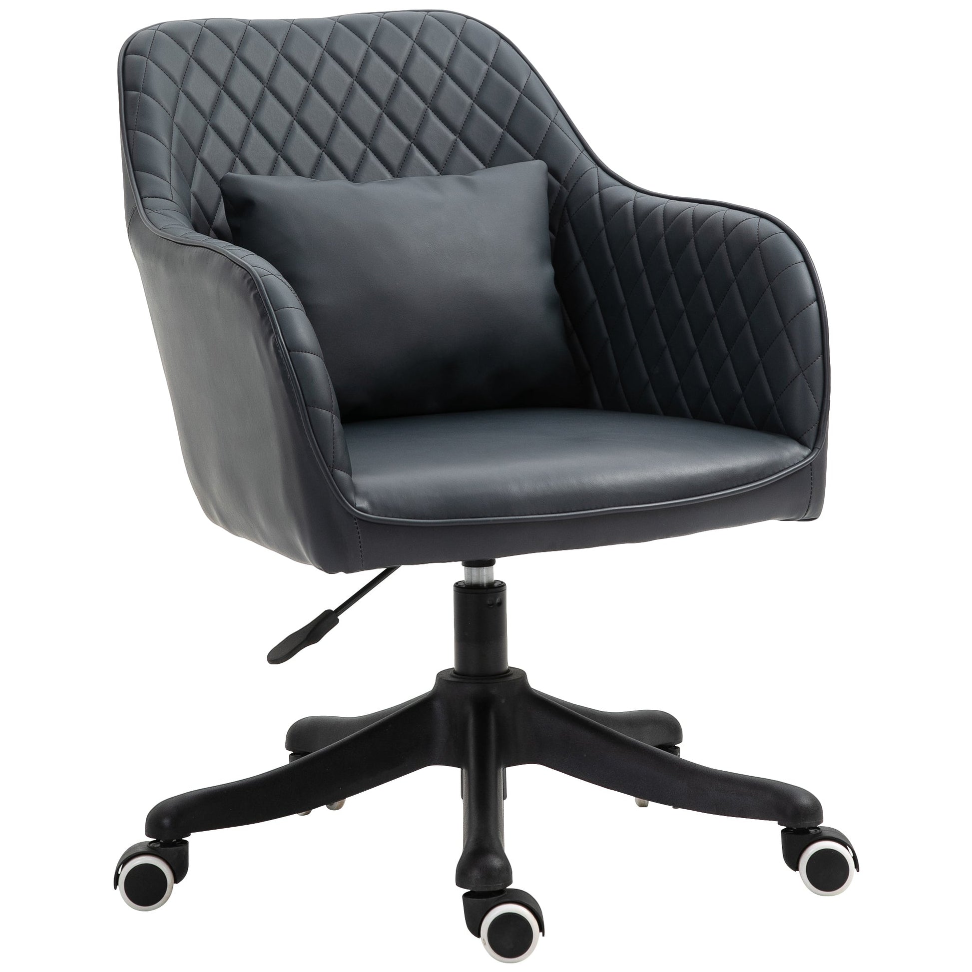 Ergonomic and Adjustable Office Chair in Dark Grey Faux Leather with 2 Points, Lumbar Massage Cushion, 57x70x78-86cm - Borgè