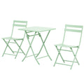 Green Metal Garden and Outdoor Table and Chair Set, 3-Piece Folding and Space-Saving Set - Borge' Group Limited