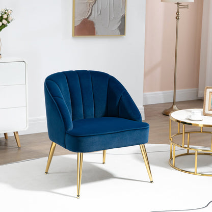 Camera Armchair Velvet with golden steel legs, 65x64x77cm dark blue - Borgè