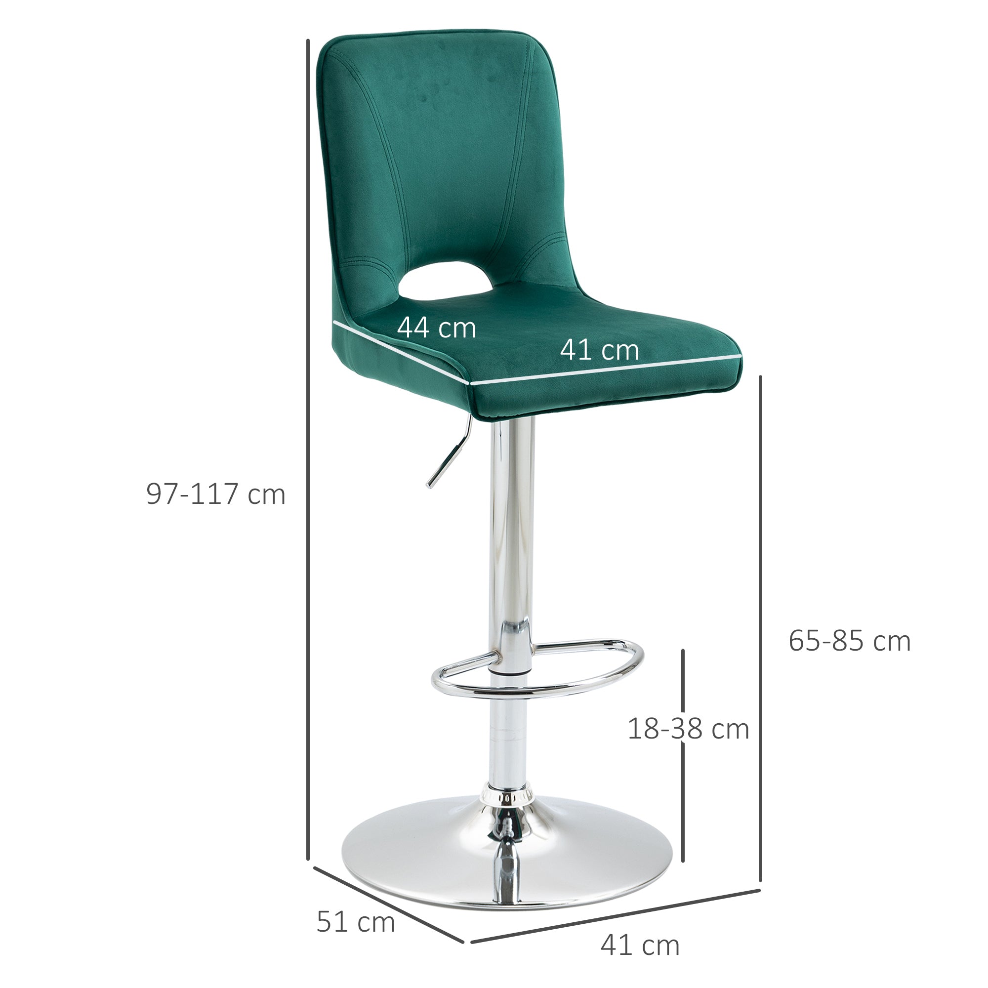 set 2 adjustable and swivel height stools in fabric - green - Borgè