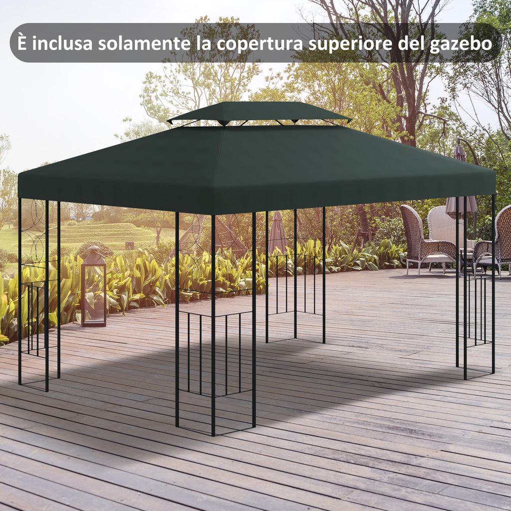 Outsunny coverage for gazebo 4x3 m at 2 levels in polyester with straps and 10 drainage holes, anthracite gray - Borgè