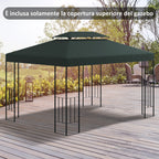 Outsunny coverage for gazebo 4x3 m at 2 levels in polyester with straps and 10 drainage holes, anthracite gray - Borgè