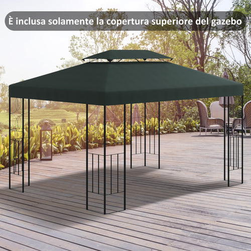 Outsunny coverage for gazebo 4x3 m at 2 levels in polyester with straps and 10 drainage holes, anthracite gray - Borgè