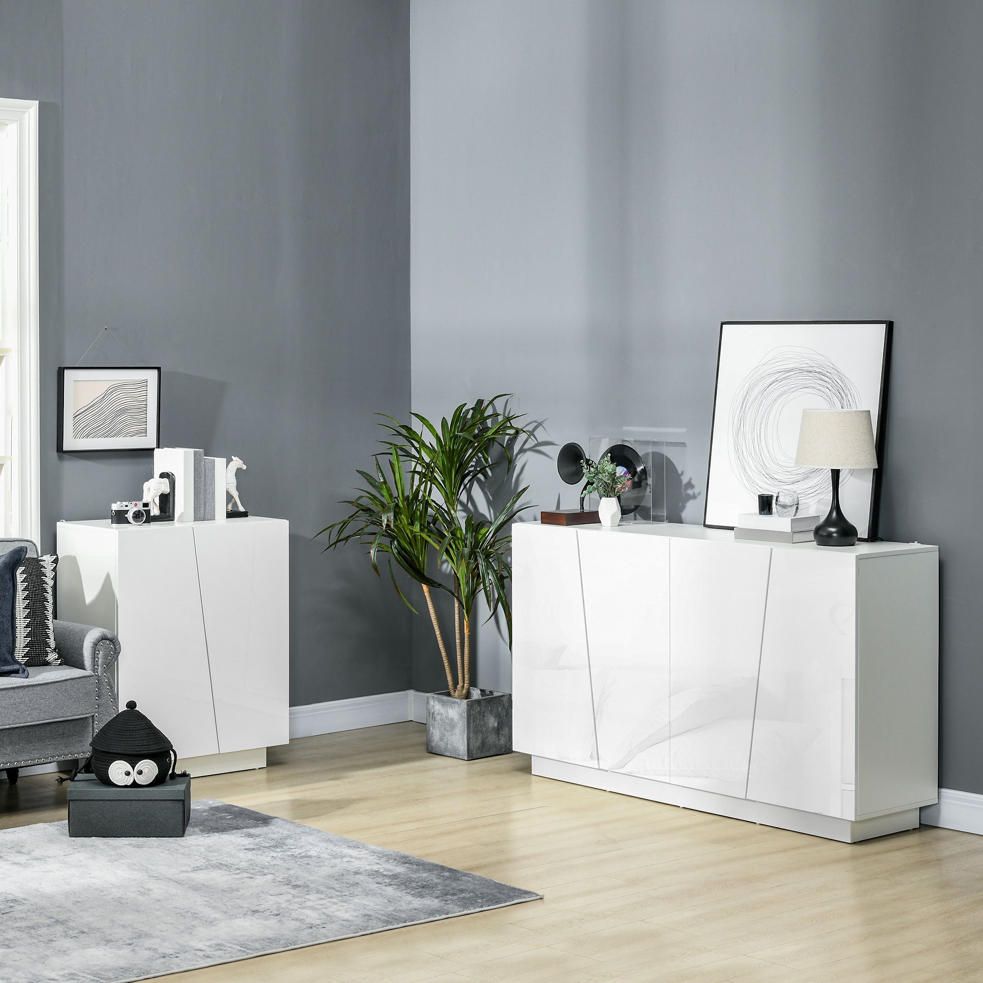 Homcom Multiuse cabinet in 5 -level white chipboard with adjustable shelf on 3 levels, 150x40x88 cm - Borgè