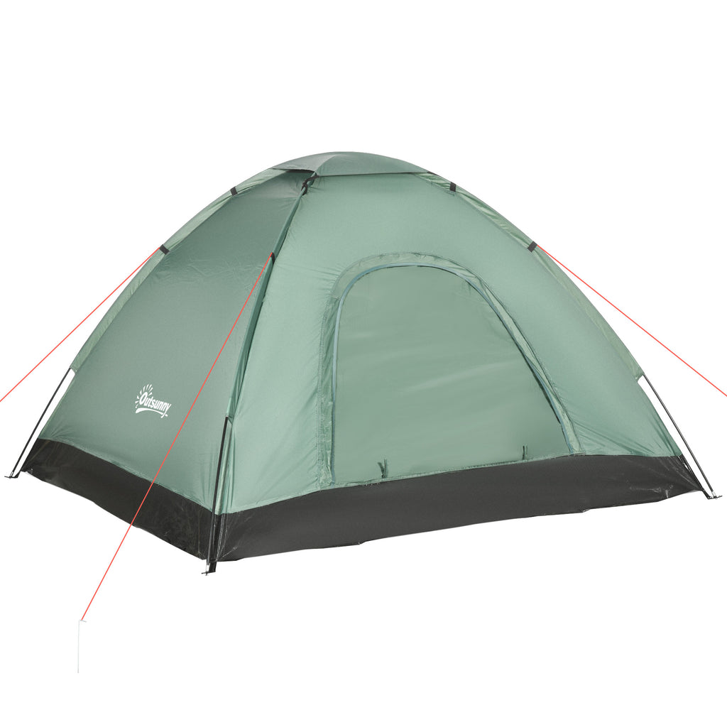 Outsunny 2 -seater camping curtain with hinge door, mosquito net and transport bag, 206x185x120cm, green - Borgè