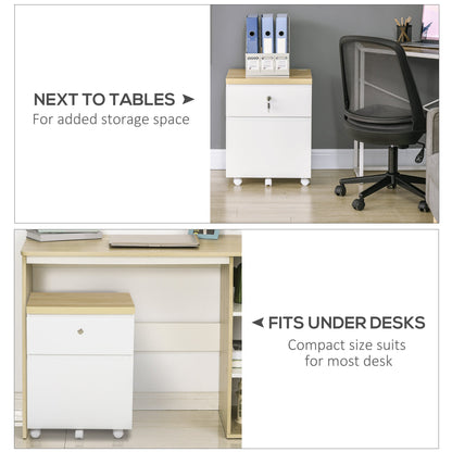 Mobile office for office with 2 rack -to -sale drawers, lock and 5 wheels, 47x39.5x62cm, white