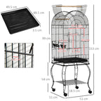 Pawhut cage for birds and canaries, aviary with black metal wheels 51x51x153cm - Borgè
