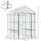 Outdoor Garden Greenhouse in Transparent PVC, Balcony Greenhouse with Shelves for Plants and Vegetables 1.43 x 1.43 x 1.95m - Borge' Group Limited