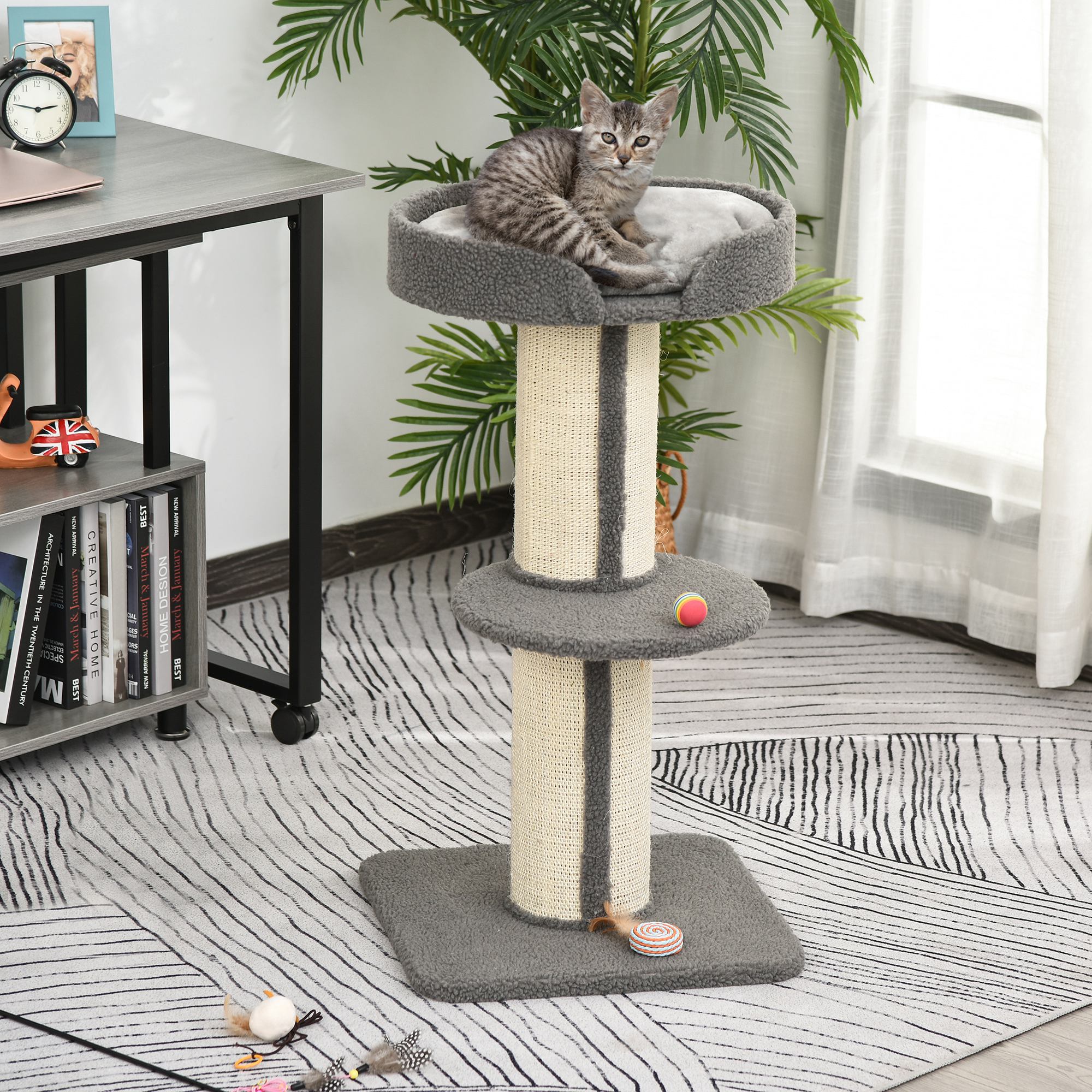 Cat Tree for cats with Scratch Pole and rope sisal - Grey - Borge' Group Limited