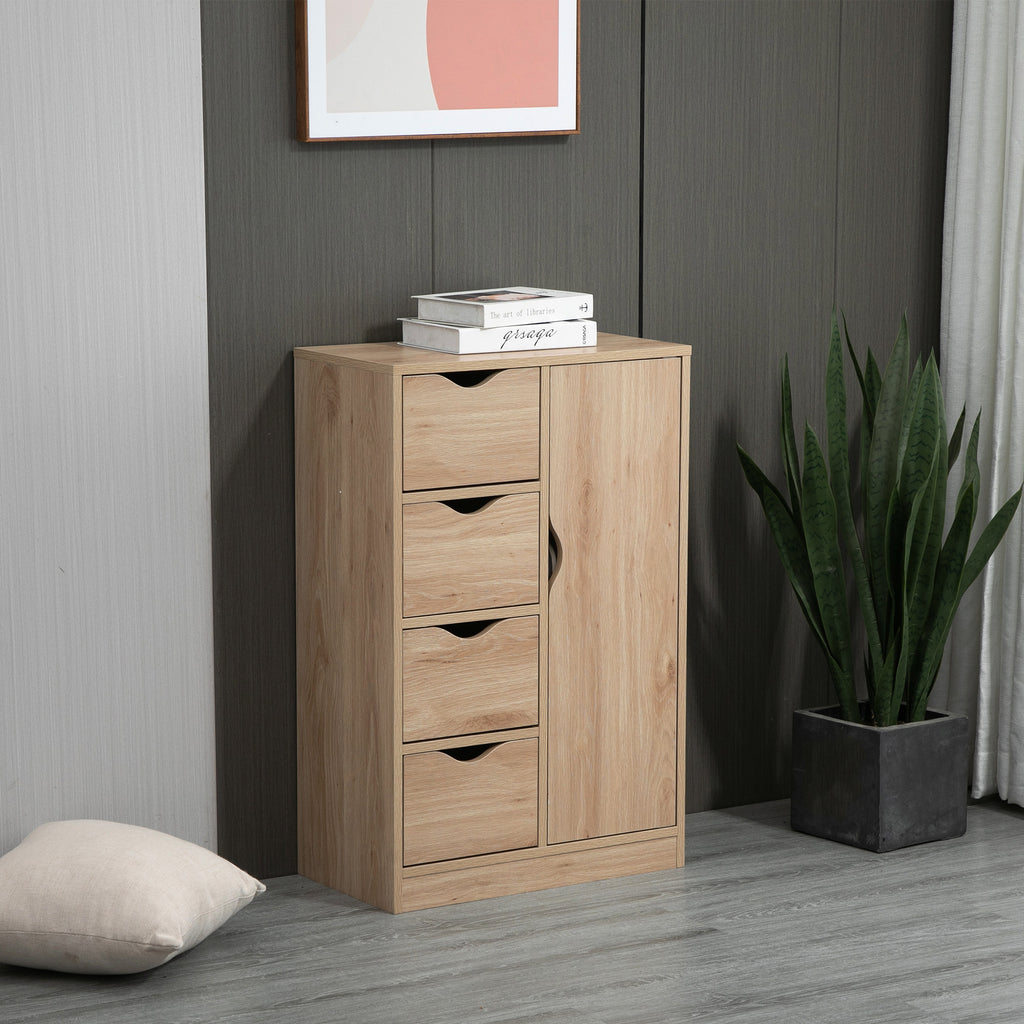 Homcom Bathroom cabinet with 4 drawers, 2nd levels and clipped handles, in chipboard, 54x29x83 cm - Borgè