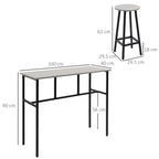 sets from bar 6 pieces with 4 bar stools and 2 high tables in chipped wood and steel for kitchen and living room, Grey - Borgè
