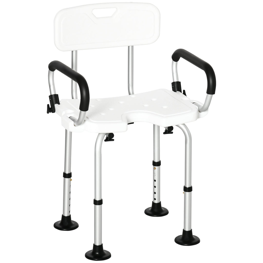 Homcom shower chair for the elderly, disabled and pregnant women padded with U-shaped shape, 54x52x70-82cm, white - Borgè