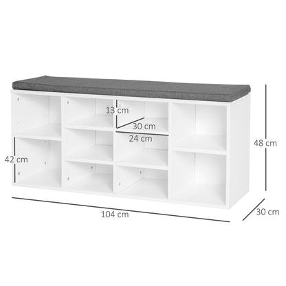 Bench Scarpper with adjustable shelves in white and Grey wood, 104x30x48cm - Borgè