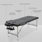 Beauty Bed / Portable Folding Massage Table with Adjustable Height and Padded Seat, 186x71x62-83 cm, Black - Borge' Group Limited