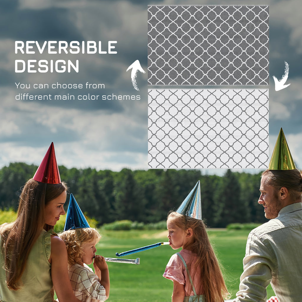 Outsunny outdoor carpet 182x274 cm folding and reversible, in gray and white polypropylene - Borgè