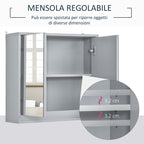 Homcom double glass cabinet with adjustable shelf with wood walls 48x14.5x45cm gray - Borgè