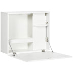 Folding Wall Desk and Space -Space With Shelves, for home and Office, in Truciolato and MDF, 60x21.5x50 cm, white - Borgè