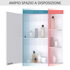 Wall cabinet with mirror and shelves for white wooden bathroom 66 x 17 x 63 cm - Borgè